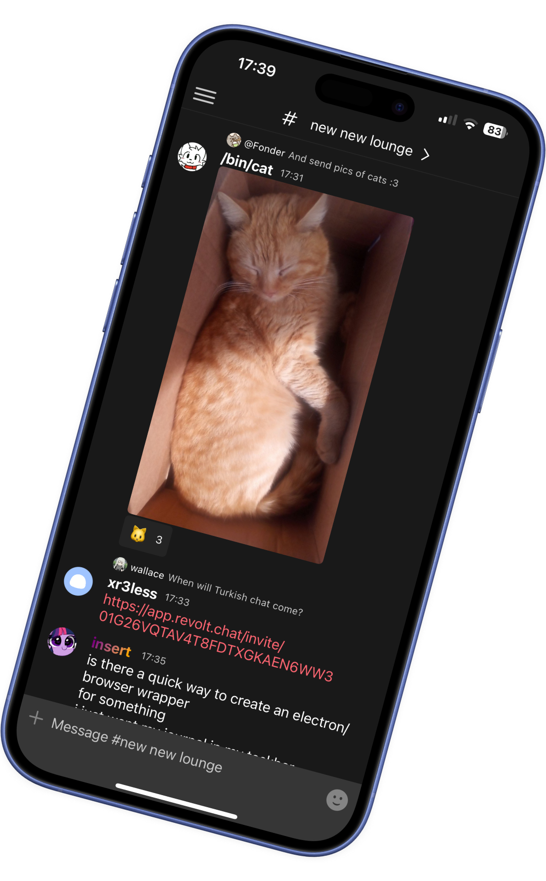 Screenshot of MonoChat on an iPhone